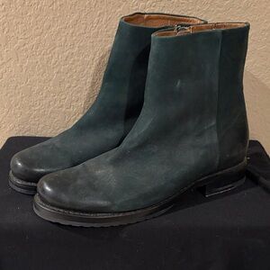 Frye Forest Green Suede and Leather Moto Boots Size 9